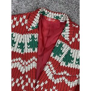 Shinesty Christmas Suit Blazer Men's‎ 48 Ugly Sweater Style Jacket Red Green